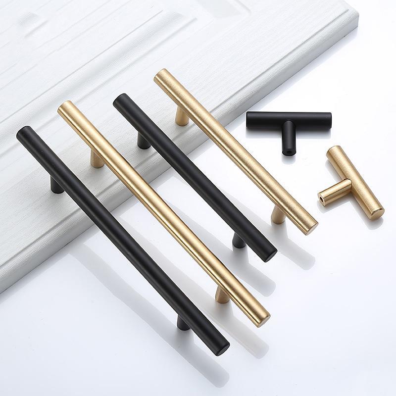 Furniture Hardware Gold - Modern Altın Fırçalanmış Düz Dolap Kolları